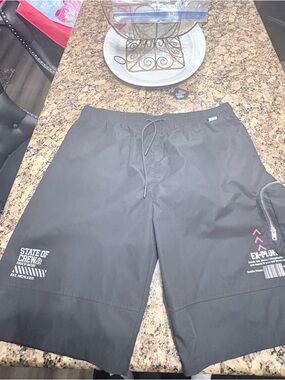 Men's Black Swim Trunks with Side Pocket